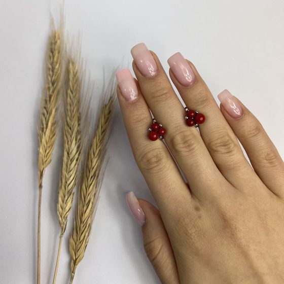 Silver earrings with coral