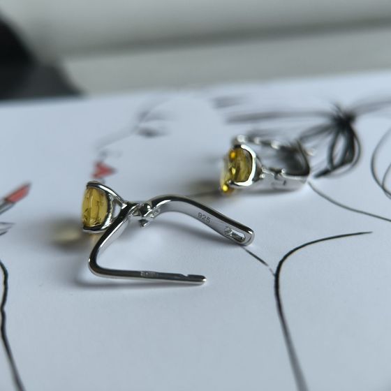 Silver earrings with citrine nano