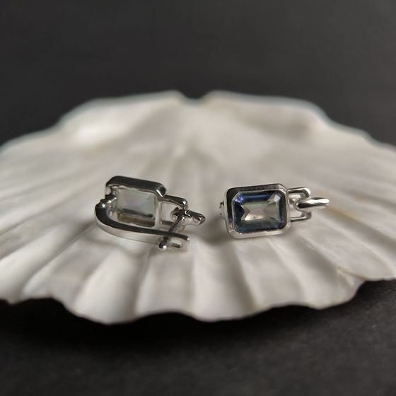 Серебряные серьги с мистик топазом 2.733ct