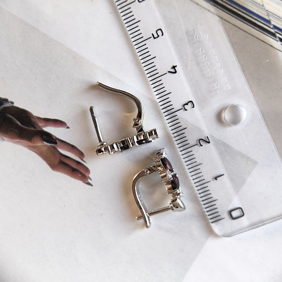 Серебряные серьги с гранатом 1.908ct