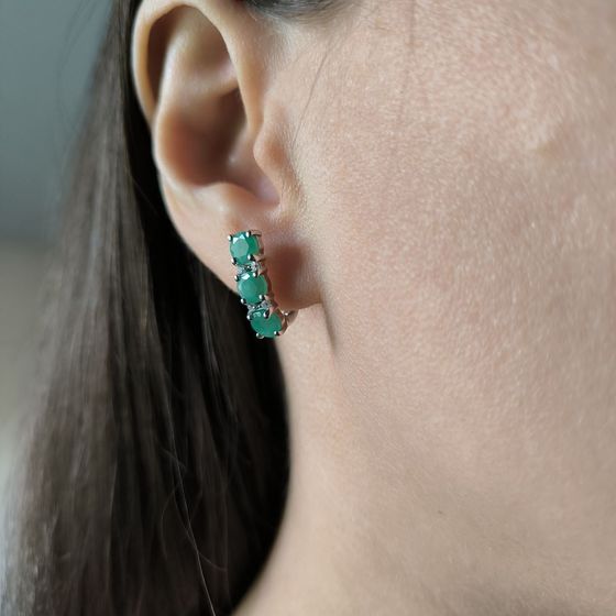 Срібні сережки зі смарагдом 3.263ct