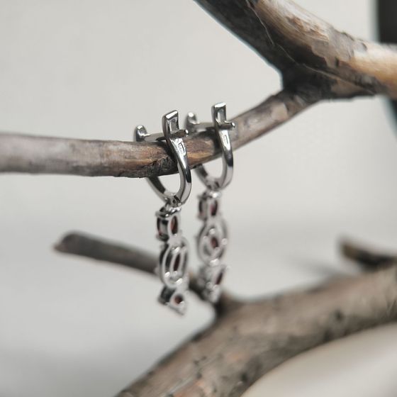 Silver earrings with garnet 3.442ct