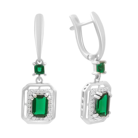 Silver earrings with a 2.367-carat nano emerald