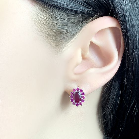 Серебряные серьги с рубином 3.225ct