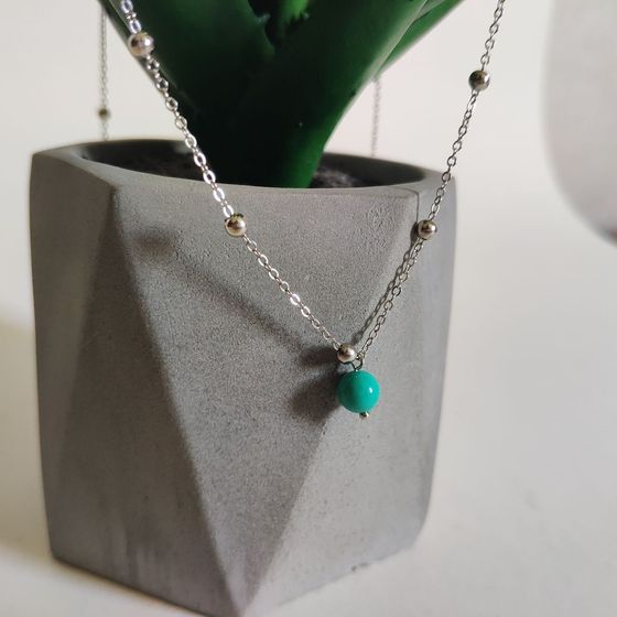 Silver necklace with turquoise