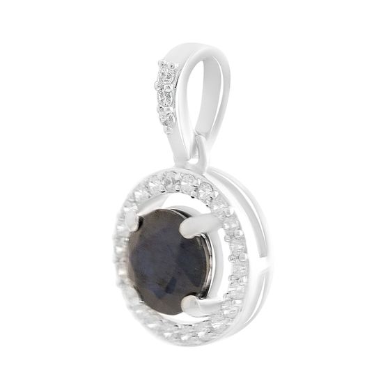 Срібна підвіска з сапфіром 1.356ct, фіанітами