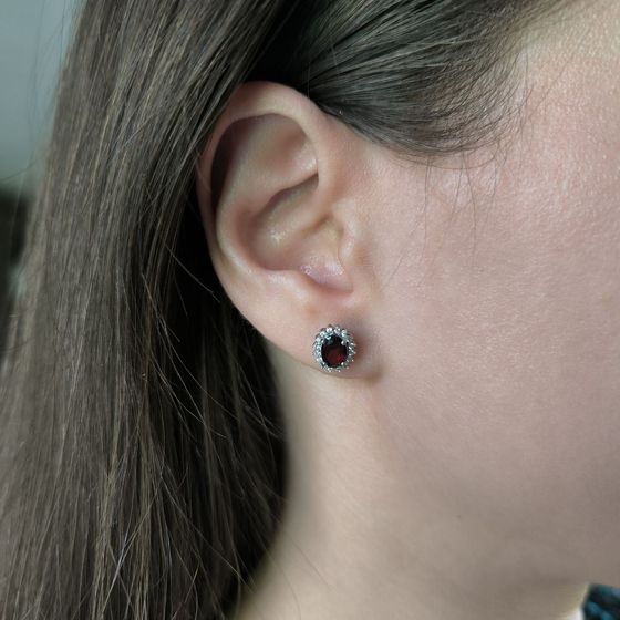 Серебряные серьги с гранатом 2.15ct