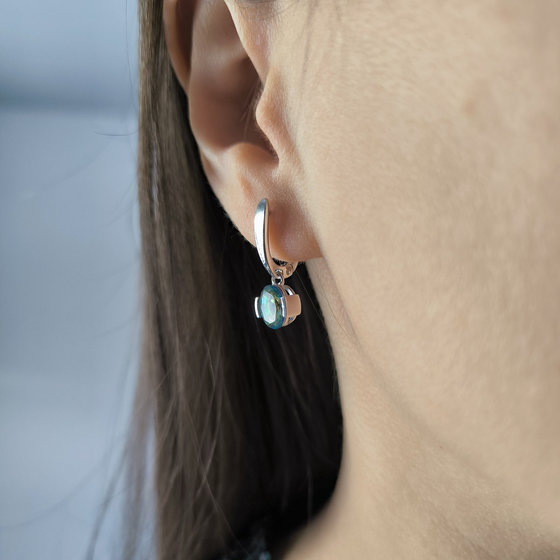 Серебряные серьги с мистик топазом 1.865ct