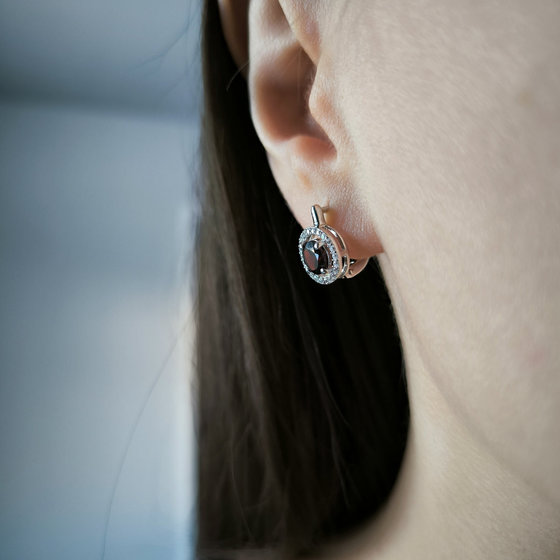 Срібні сережки з гранатом 2.409ct