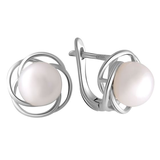 Silver earrings with pearls