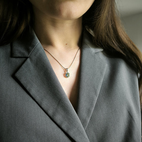 Серебряная подвеска с мистик топазом 1.108ct, фианитами
