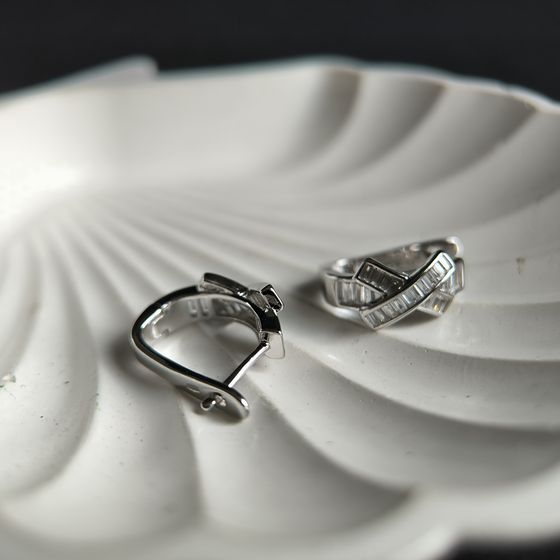 Silver Earrings with Fianites