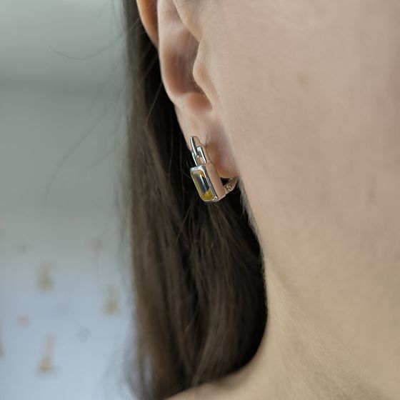 Silver earrings with a 2.835ct nano citrine