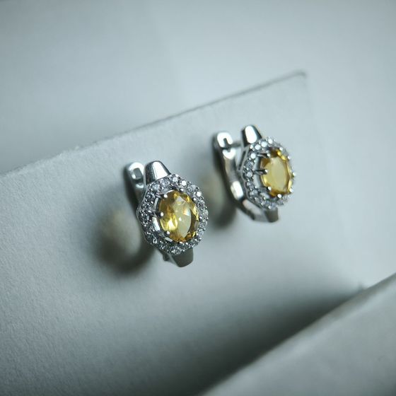 Срібні сережки з цитрином nano 3.093ct