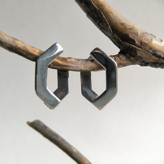 Silver earrings without stones