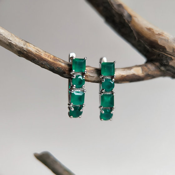 Серебряные серьги с агатом 2.405ct