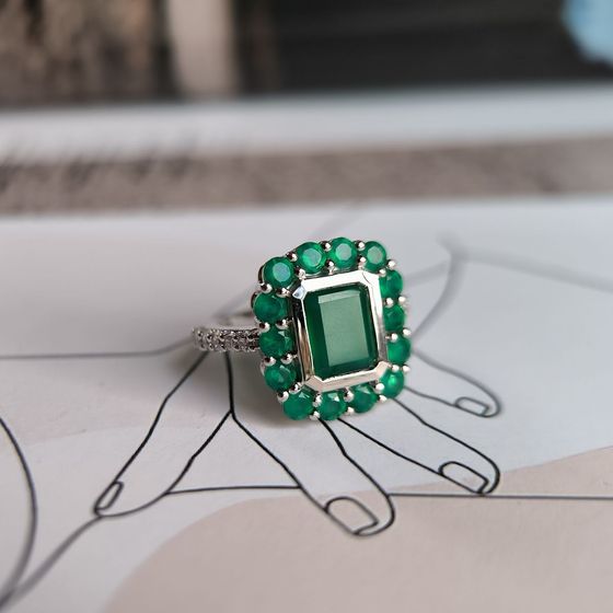 Серебряное кольцо с агатом 3.958ct