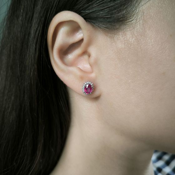 Срібні сережки з рубіном 2.662ct