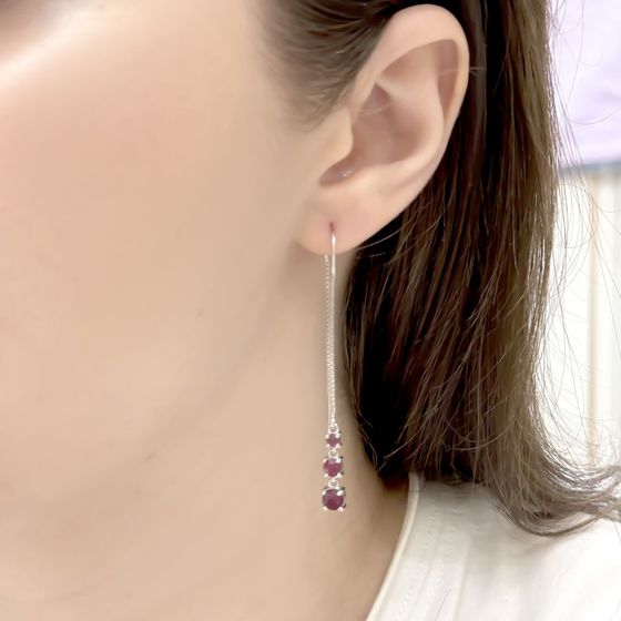 Срібні сережки з рубіном 2.503ct