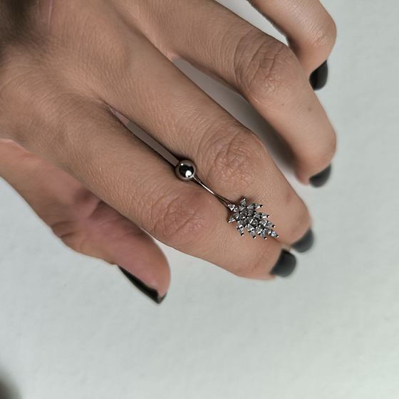 Серебряный пирсинг с фианитами