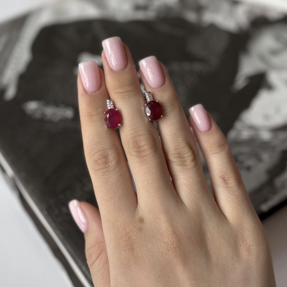 Серебряные серьги с рубином 7.507ct