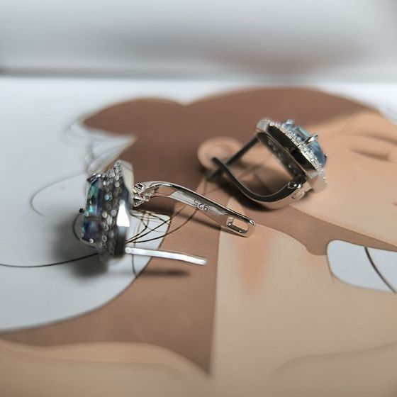 Silver earrings with mystic topaz, 3.726 ct