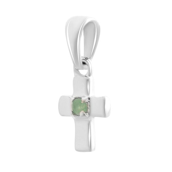 Срібний хрестик зі смарагдом 0.041ct
