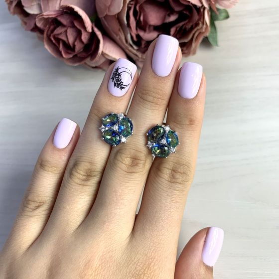 Серебряные серьги с мистик топазом 5.268ct