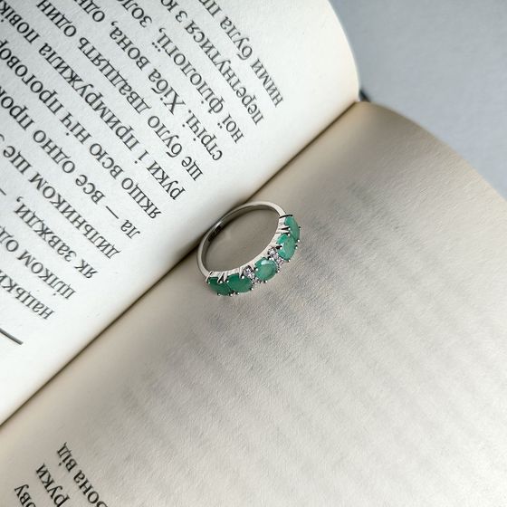 Серебряное кольцо с изумрудом 1.666ct, фианитами