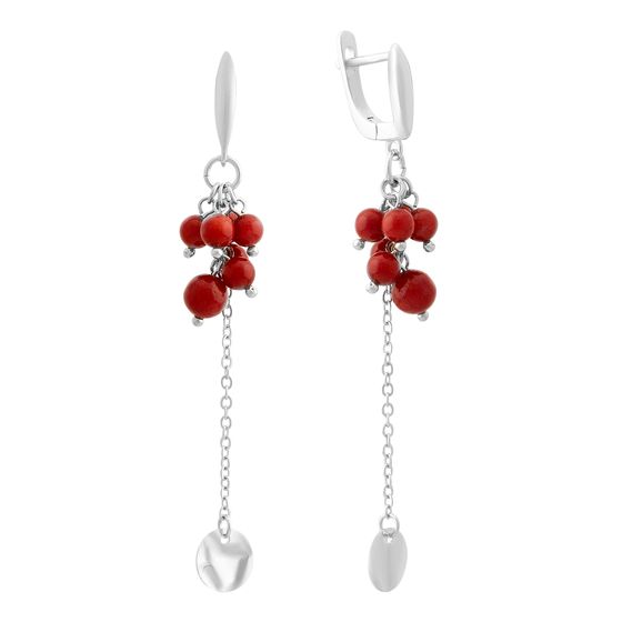 Silver earrings with coral