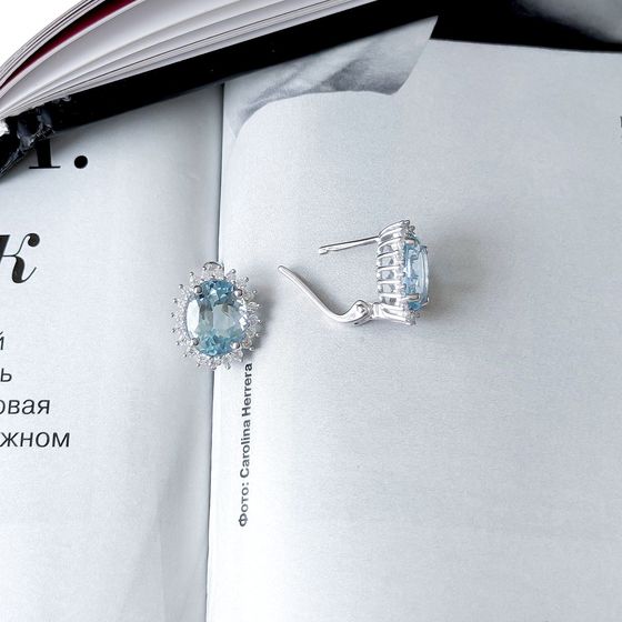 Срібні сережки з топазом 6,53 карата