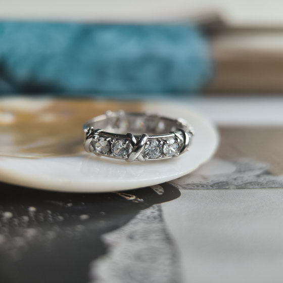 Silver ring with cubic zirconia