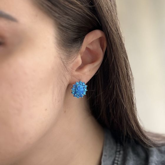 Серебряные серьги с опалом 3.848ct