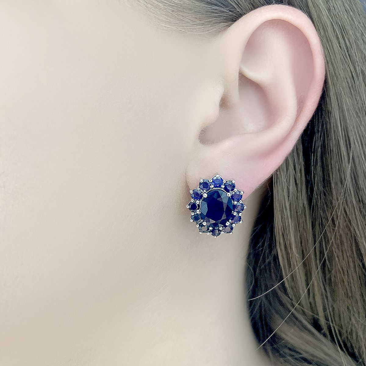 Серебряные серьги с сапфиром 9.813ct