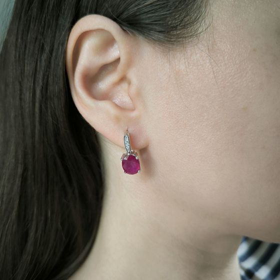 Серебряные серьги с рубином