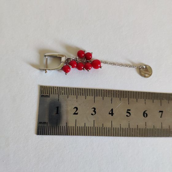 Silver earrings with coral