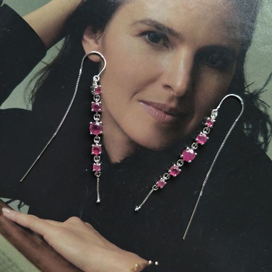 Silver earrings with ruby 3.58ct