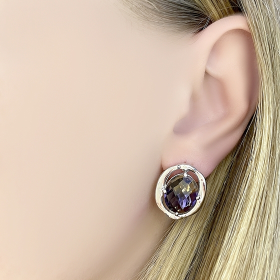 Срібні сережки з аметрином nano 7.113ct