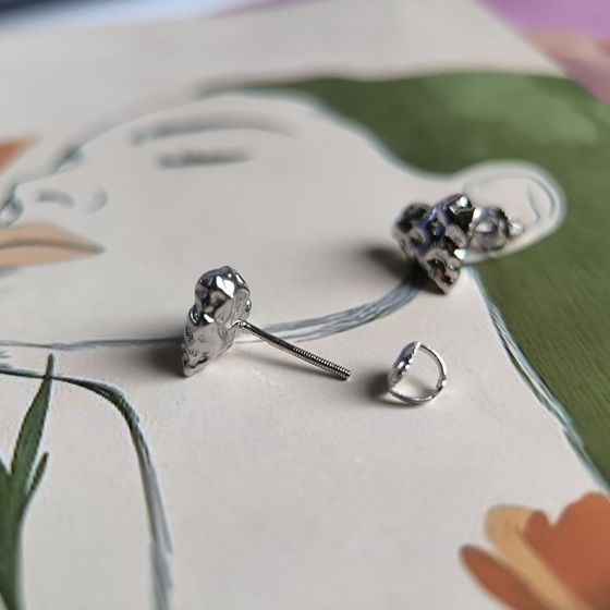 Silver earrings without stones