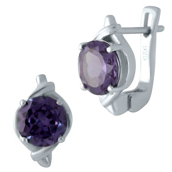 Серебряные серьги с александритом