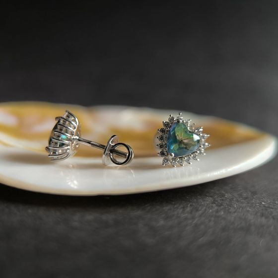 Silver earrings with mystic topaz, 1.601 ct
