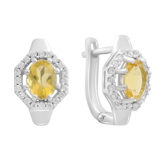 Срібні сережки з цитрином nano 3.093ct