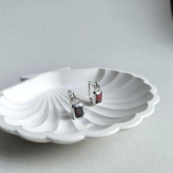 Серебряные серьги с гранатом 3.81ct