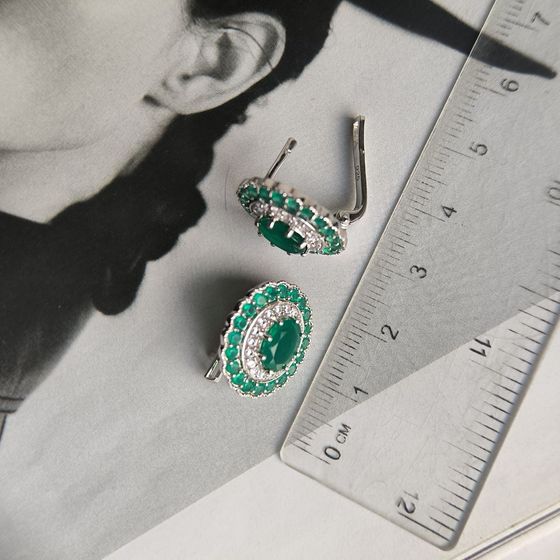 Серебряные серьги с агатом 4.43ct