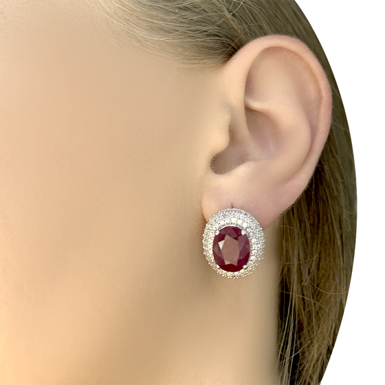 Серебряные серьги с рубином 5.395ct