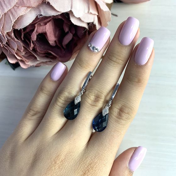 Серебряные серьги с топазом Лондон Блю 8.373ct