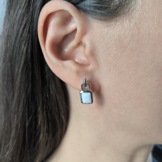 Серебряные серьги с опалом 1ct