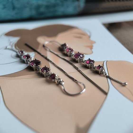 Silver earrings with ruby 3.58ct