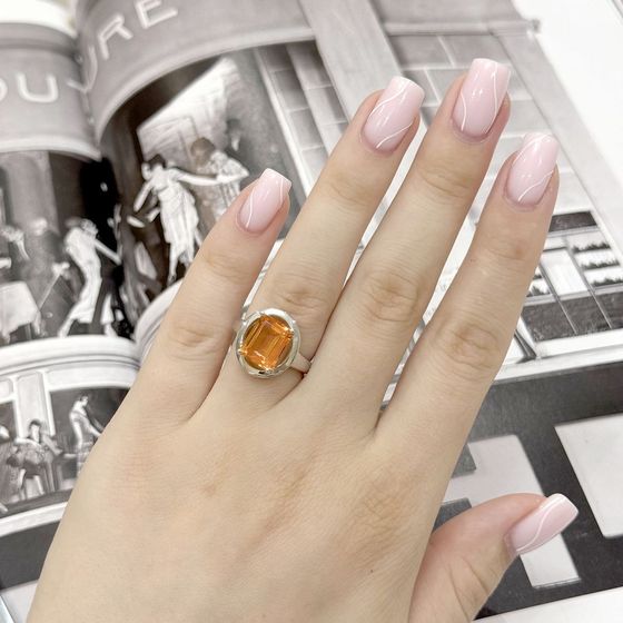 Срібна каблучка із золотим кварцом 3.388ct