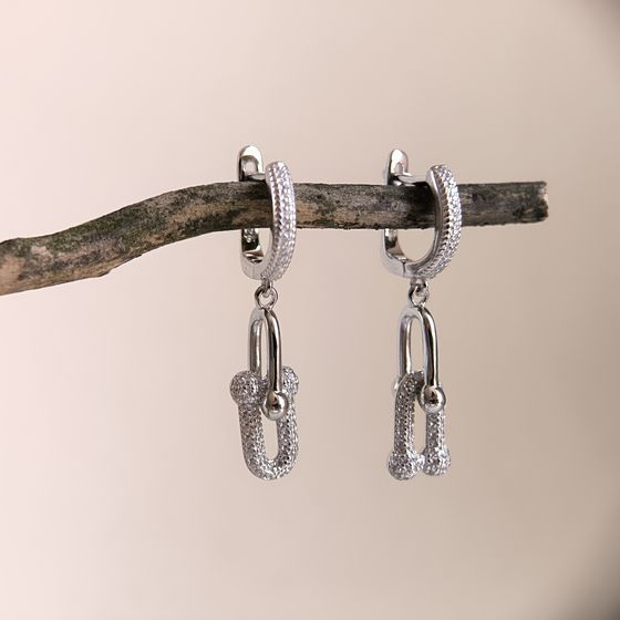 Silver Earrings with Fianites